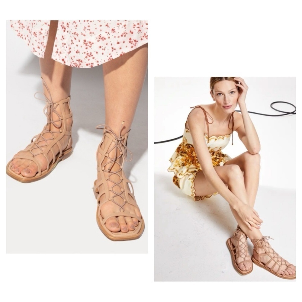 STUART WEITZMAN Kora Lace Up Sandal In Tan Shimmer size 36 US 5.5 B New in Box